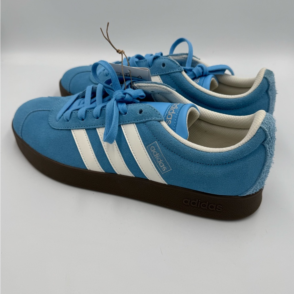 Adidas VL Court 2.0 Blue Suede Sneakers Gum Sole Men’s 8.5 Women’s 9.5 NWT